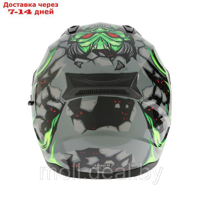 Шлем интеграл с двумя визорами, размер XL, модель BLD-M67E, черно-зеленый - фото 9 - id-p227088273