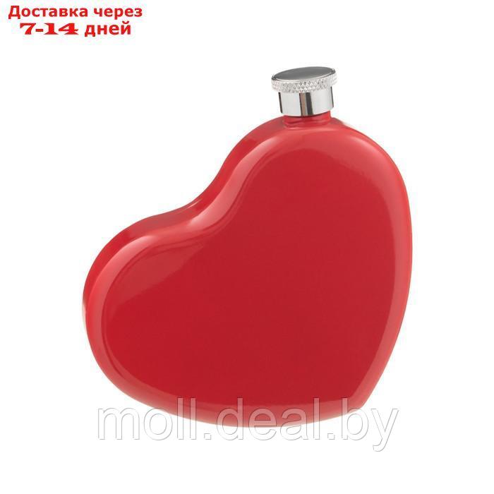 Фляжка для алкоголя и воды из нержавеющей стали "Сердце", подарочная, женская, 150 мл, 5 oz - фото 2 - id-p227076396