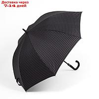 Зонт - трость полуавтоматический "Клетка", 8 спиц, R = 59 см, цвет чёрный