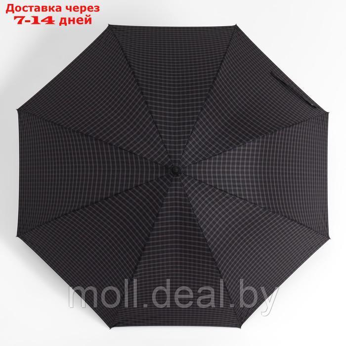 Зонт - трость полуавтоматический "Клетка", 8 спиц, R = 59 см, цвет чёрный - фото 2 - id-p227107815