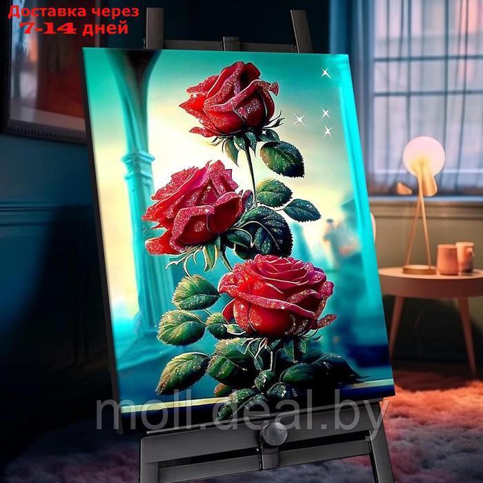 Картина по номерам с кристаллами из хрусталя 40х50 "Бордовые розы" (25 цветов) SHR0552 - фото 1 - id-p227094470