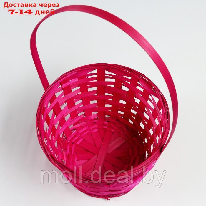 Корзина плетеная, D19 х 9,5 х 32 см, розовая, бамбук - фото 4 - id-p227091304