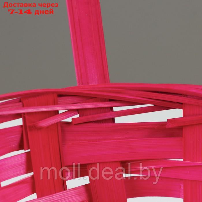 Корзина плетеная, D19 х 9,5 х 32 см, розовая, бамбук - фото 5 - id-p227091304