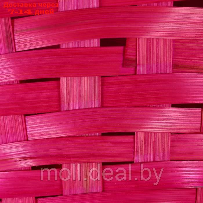 Корзина плетеная, D19 х 9,5 х 32 см, розовая, бамбук - фото 6 - id-p227091304
