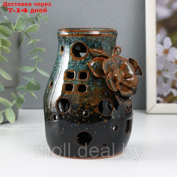 Аромалампа керамика "Полевой цветок" коричневая 9х9,5х13,5 см - фото 2 - id-p227081396