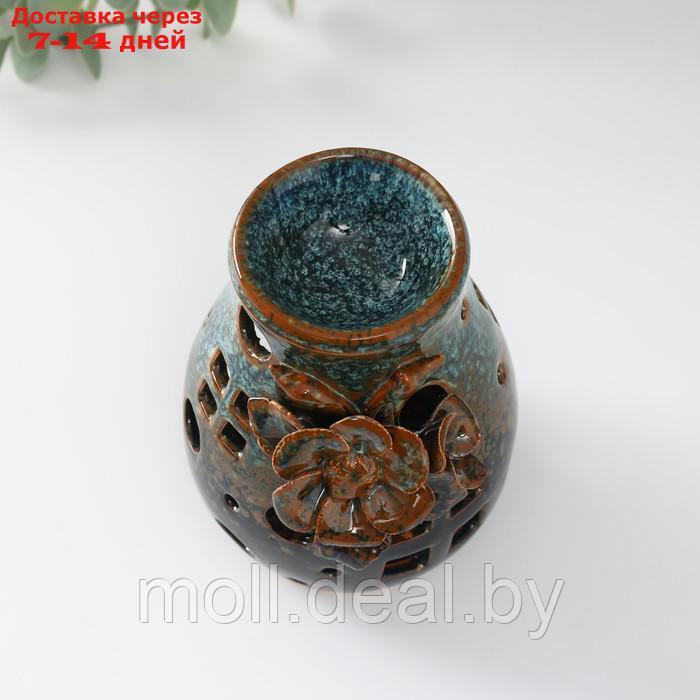 Аромалампа керамика "Полевой цветок" коричневая 9х9,5х13,5 см - фото 5 - id-p227081396