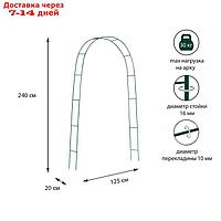 Арка садовая 240 х 125 х 20 см, разборная, металл, зелёная