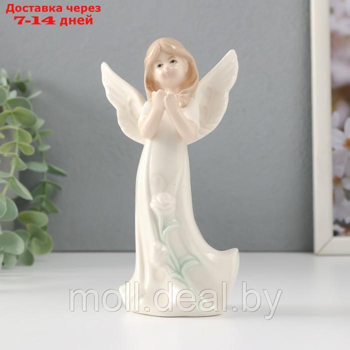 Сувенир керамика "Девочка-ангел в белом платье с розочками" 8,5х5,5х15,5 см - фото 1 - id-p227081406