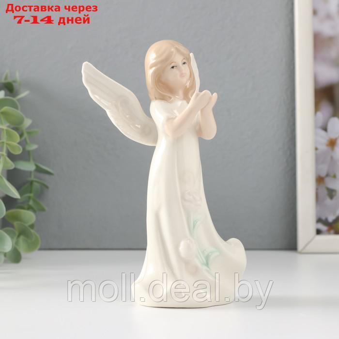 Сувенир керамика "Девочка-ангел в белом платье с розочками" 8,5х5,5х15,5 см - фото 4 - id-p227081406