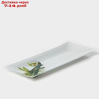 Блюдо стеклянное Доляна "Бамбук", 36,5×15 см, цвет белый
