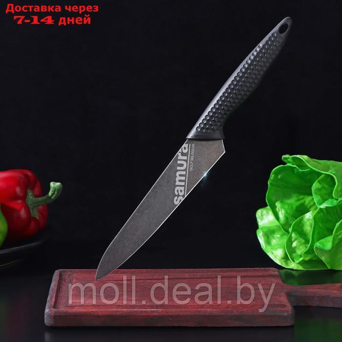 Нож кухонный "Samura GOLF Stonewash", универсальный, лезвие 15,8 см, черная рукоять - фото 1 - id-p227109991