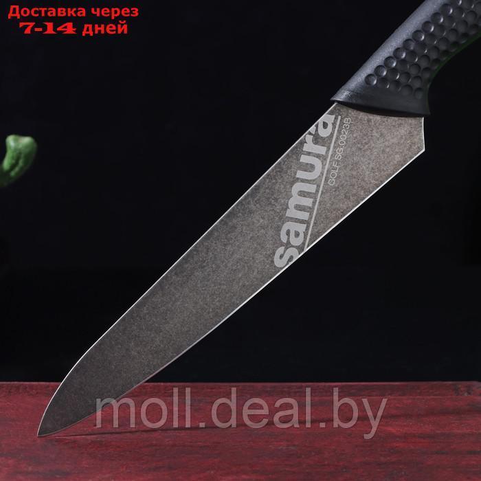 Нож кухонный "Samura GOLF Stonewash", универсальный, лезвие 15,8 см, черная рукоять - фото 2 - id-p227109991