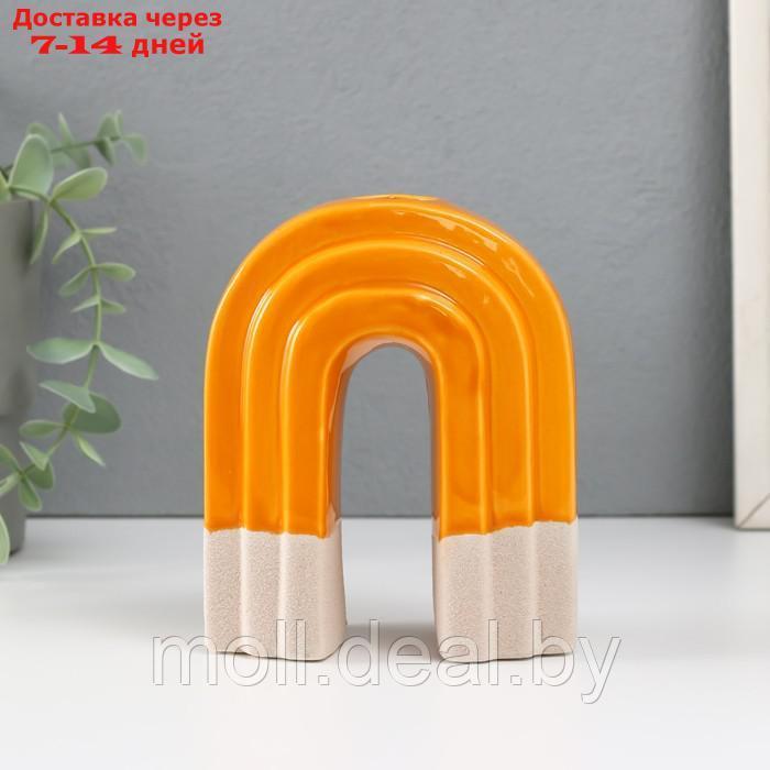 Подсвечник керамика на 1 свечу "Скара" песочно-оранжевый 10,2х6х12,8 см - фото 1 - id-p227081410