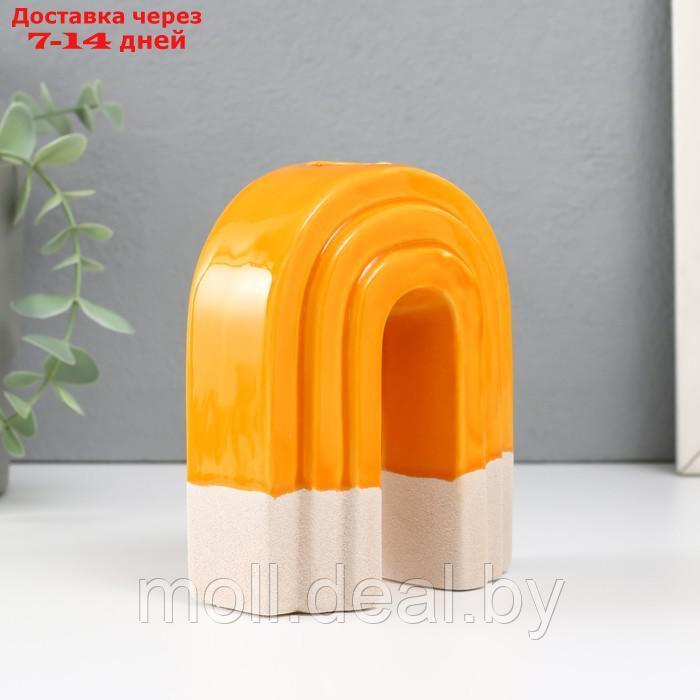 Подсвечник керамика на 1 свечу "Скара" песочно-оранжевый 10,2х6х12,8 см - фото 2 - id-p227081410