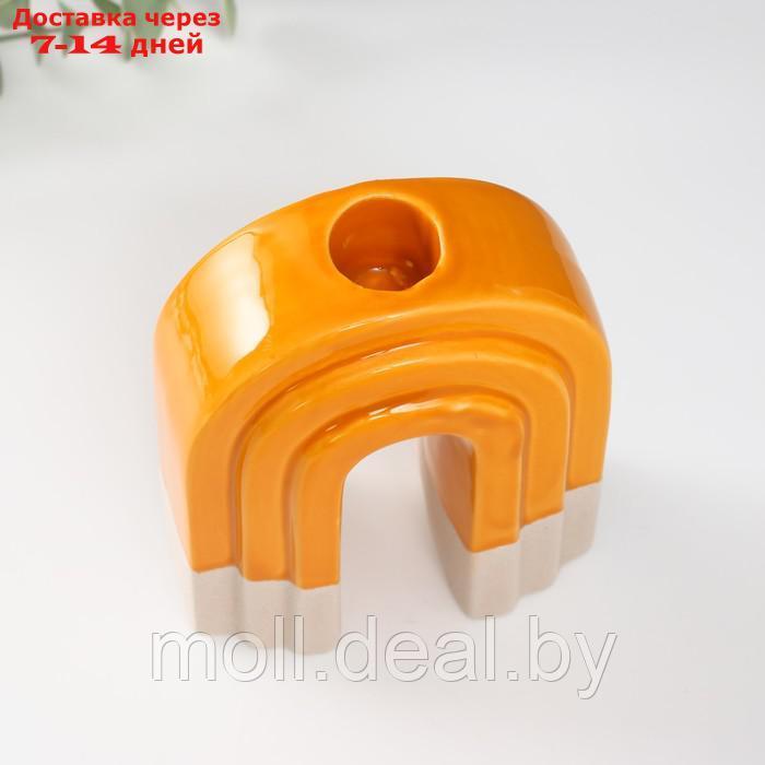 Подсвечник керамика на 1 свечу "Скара" песочно-оранжевый 10,2х6х12,8 см - фото 4 - id-p227081410