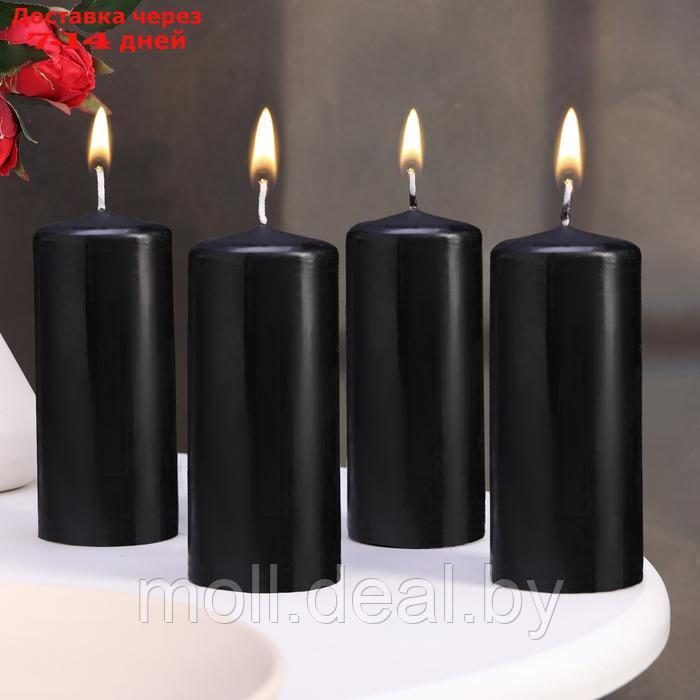 Набор свечей - цилиндров, 5х11,5 см, набор 4 шт, черная - фото 1 - id-p227080427