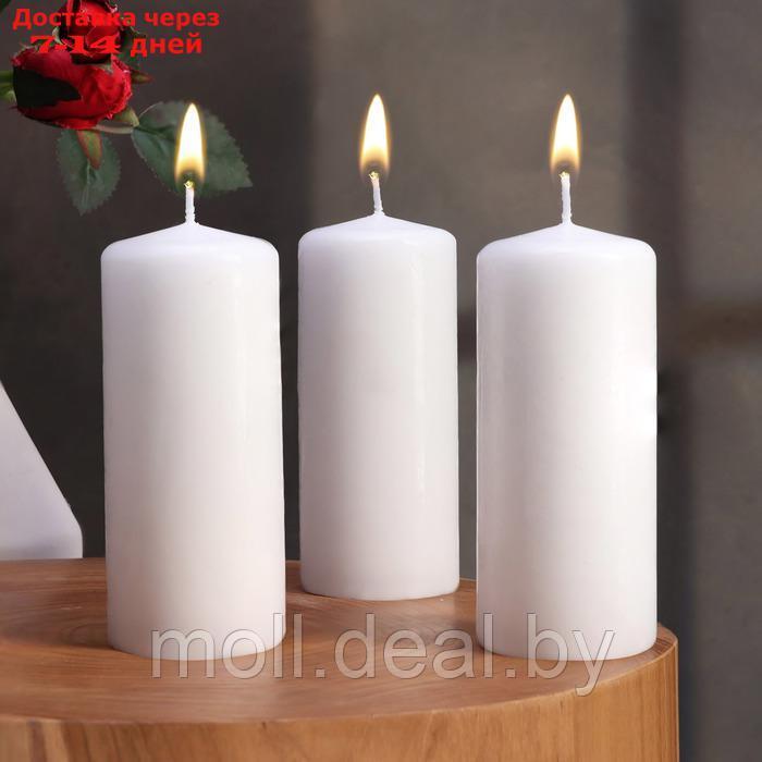 Набор свечей - цилиндров, 5х11,5 см, набор 3 шт, белая