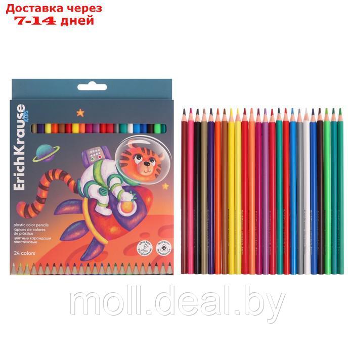 Карандаши 24 цвета ErichKrause "Kids Space Animals", пластик, трехгранные, европодвес - фото 2 - id-p227079427