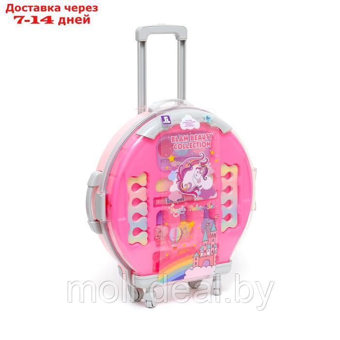 Набор косметики для девочки "Чемодан на колёсах", розовый, с накладными ногтями - фото 1 - id-p227090284