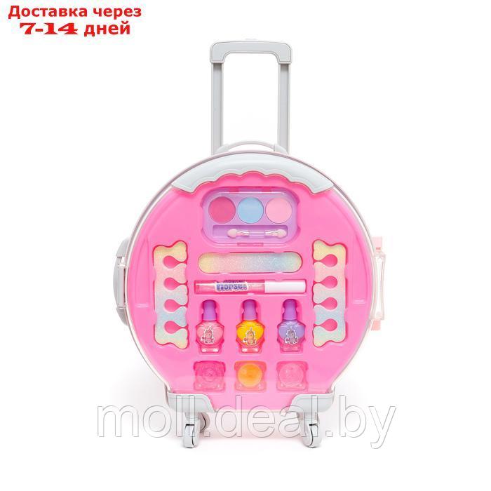 Набор косметики для девочки "Чемодан на колёсах", розовый, с накладными ногтями - фото 5 - id-p227090284