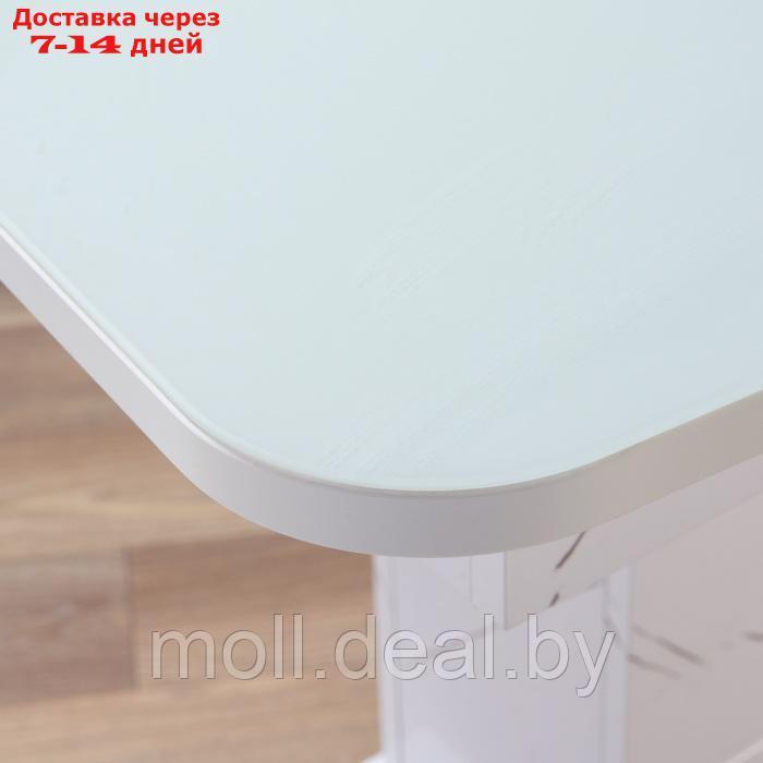 Стол кухонный на одной ножке раскладной, 124(154)х75х76, ЛДСП 22мм+закаленое стекло, Белый - фото 6 - id-p227078416
