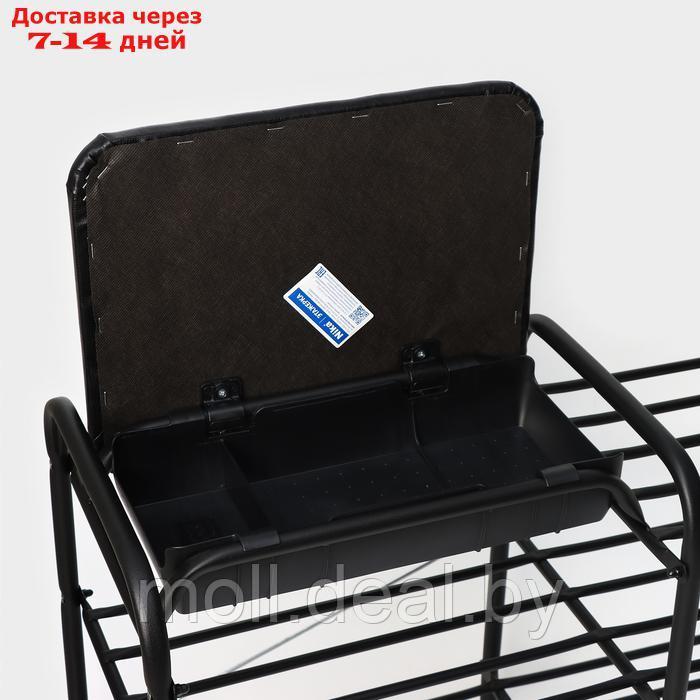 Этажерка для обуви с сиденьем и ящиком "Люкс", 79×33×50 см, цвет чёрный - фото 3 - id-p227078418