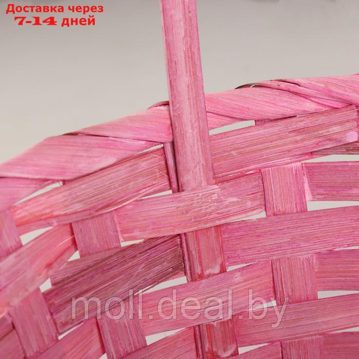 Набор корзин из 3 шт, D21х10хH36см, розовый, бамбук - фото 4 - id-p227081444