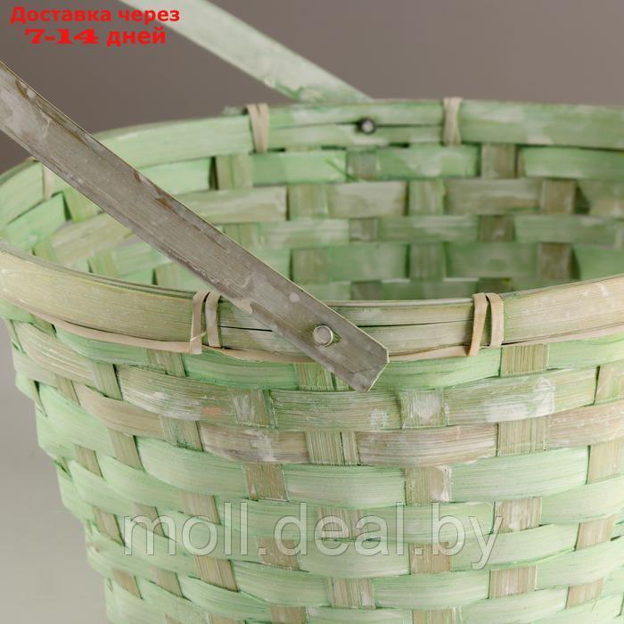 Корзина плетеная, D28х15хH31,5см, зеленый, бамбук - фото 2 - id-p227081447