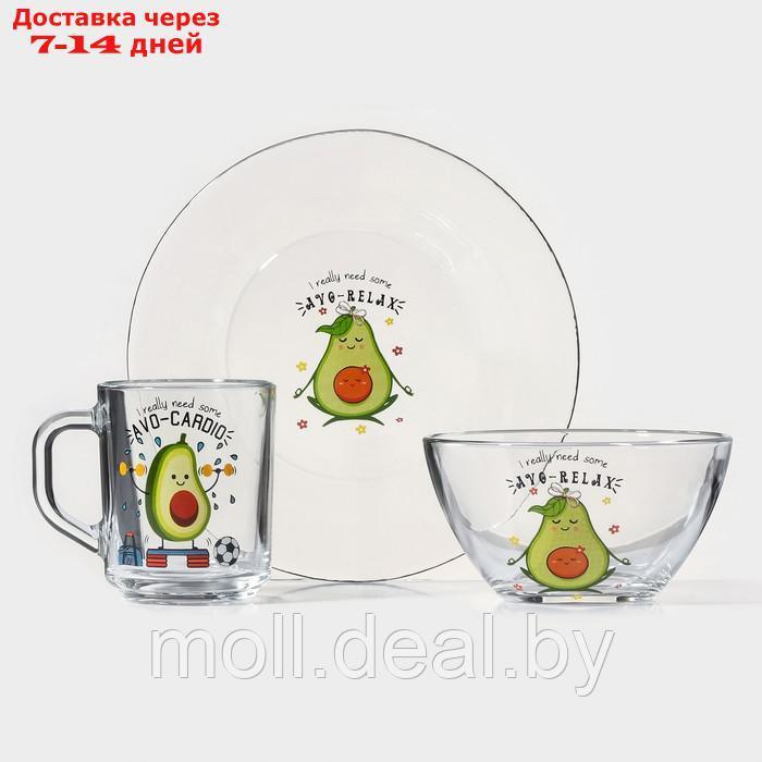 Набор для завтрака "Авокадо", 3 предмета: кружка 200 мл, салатник 450 мл, тарелка, рисунок микс - фото 10 - id-p227097024