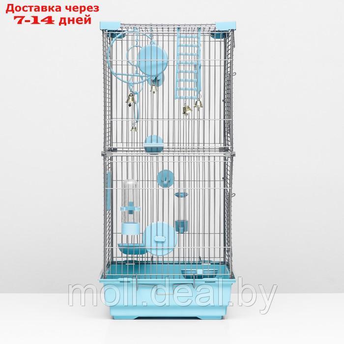 Клетка для птиц "Пижон" №101-Б, разборная, 42 х 30 х 65см (укомплект.) бирюзовая - фото 4 - id-p227110104