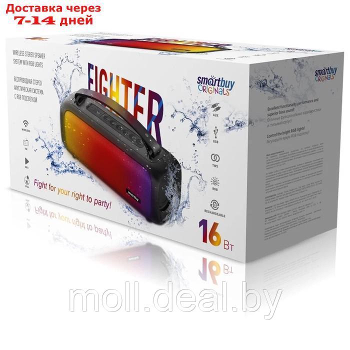 Портативная колонка Smartbuy FIGHTER, 16 Вт, BT 5.0, FM, microSD, USB, AUX, подсветка - фото 3 - id-p227107953