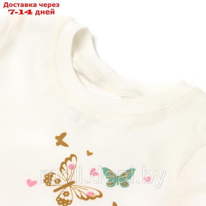 Комплект для девочки (футболка/шорты) "Бабочка", цвет розовый, рост 98-104 - фото 2 - id-p227083412