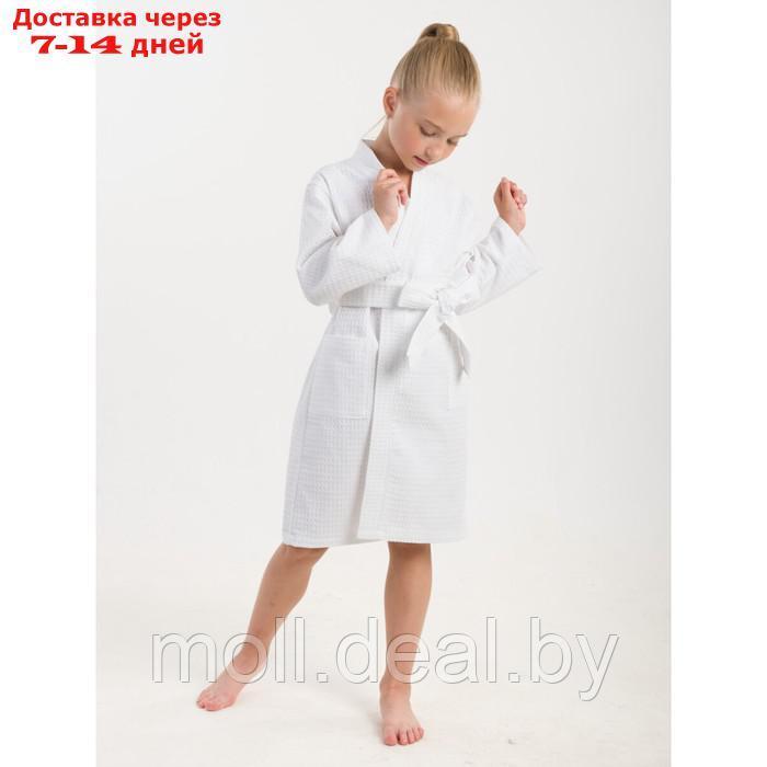 Халат вафельный детский "Кимоно", размер 34, цвет белый - фото 2 - id-p227114541