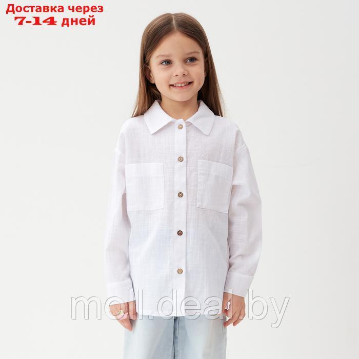 Рубашка для девочки KAFTAN Linen, р.28 (86-92см) белый - фото 1 - id-p227090315