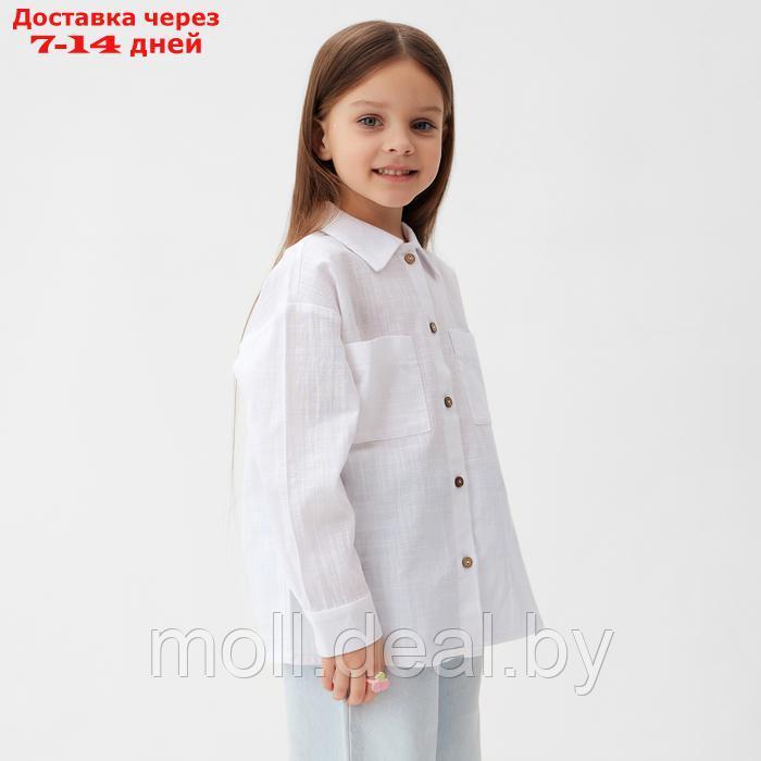 Рубашка для девочки KAFTAN Linen, р.28 (86-92см) белый - фото 4 - id-p227090315