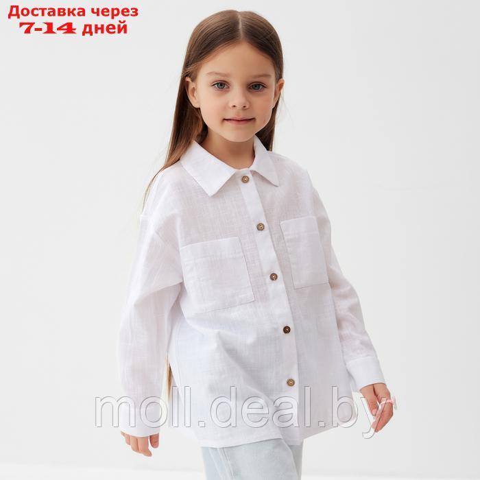 Рубашка для девочки KAFTAN Linen, р.28 (86-92см) белый - фото 6 - id-p227090315