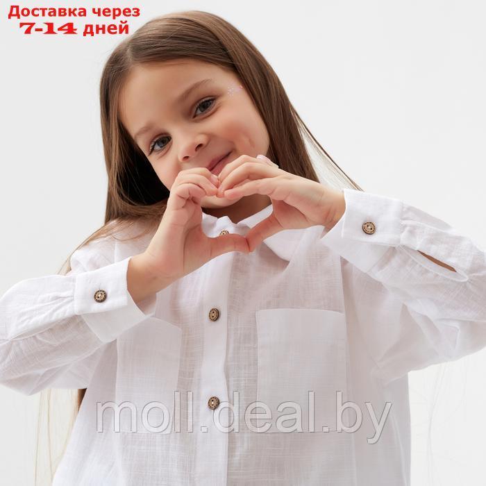 Рубашка для девочки KAFTAN Linen, р.28 (86-92см) белый - фото 7 - id-p227090315