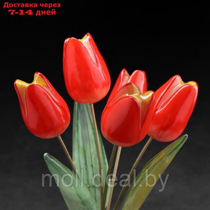 Сувенир "Тюльпаны в вазе", 5 цветков, красные, селенит, ангидрит - фото 3 - id-p227112232