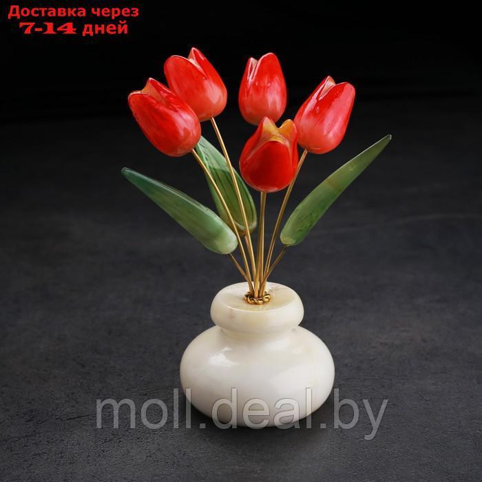 Сувенир "Тюльпаны в вазе", 5 цветков, красные, селенит, ангидрит - фото 4 - id-p227112232