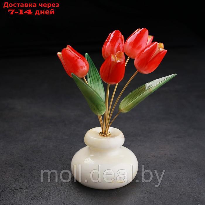 Сувенир "Тюльпаны в вазе", 5 цветков, красные, селенит, ангидрит - фото 5 - id-p227112232