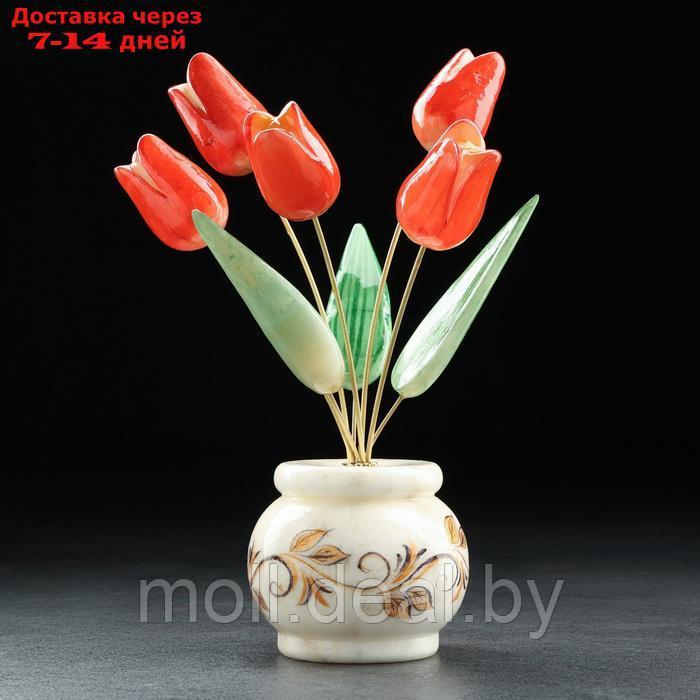 Сувенир "Тюльпаны в вазе", 5 цветков, красные, селенит, ангидрит - фото 7 - id-p227112232