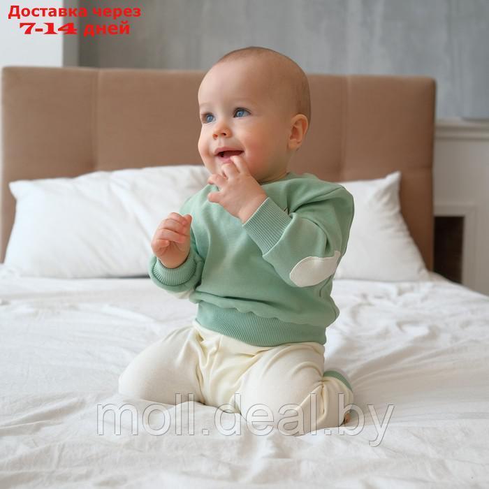 Костюм детский (свитшот, брюки) MINAKU, цвет зелёный/экрю, рост 80-86 см - фото 3 - id-p227112239