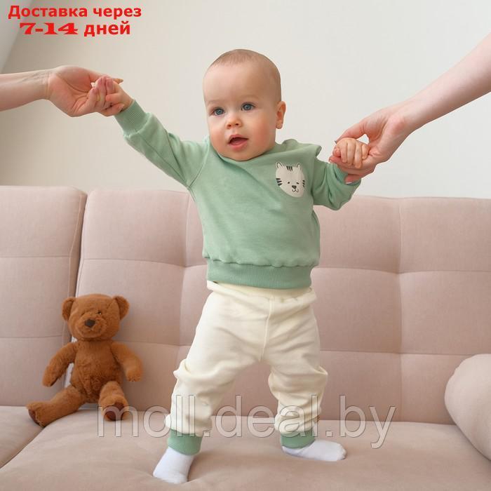 Костюм детский (свитшот, брюки) MINAKU, цвет зелёный/экрю, рост 80-86 см - фото 4 - id-p227112239
