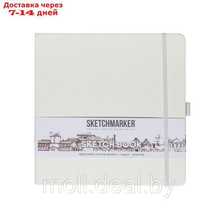 Скетчбук Sketchmarker, 200 х 200 мм, 80 листов, твёрдая обложка из бумвинила, белый, блок 140 г/м2 - фото 2 - id-p227087417