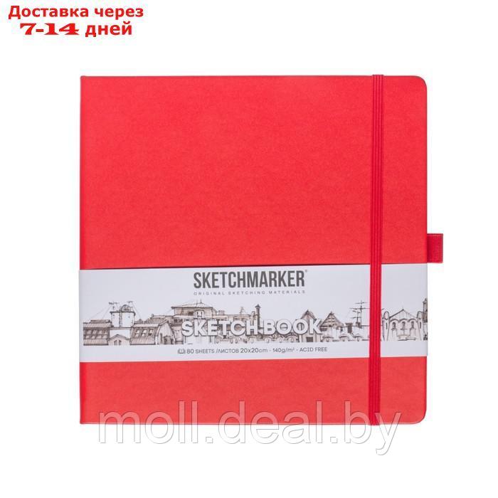 Скетчбук Sketchmarker, 200 х 200 мм, 80 листов, твёрдая обложка из бумвинила, красный, блок 140 г/м2 - фото 2 - id-p227087425