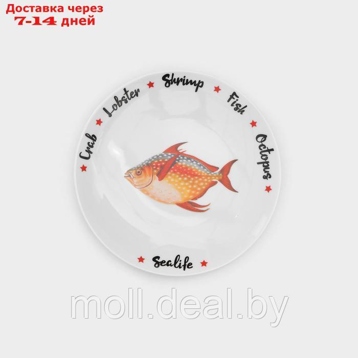 Набор фарфоровых тарелок для пиццы "Sealife", 7 предметов - фото 4 - id-p227089411