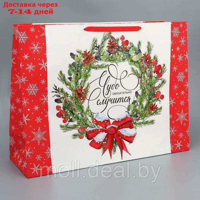 Пакет ламинированный горизонтальный "Новогодний венок", XXL 61 × 46 × 20 см - фото 1 - id-p227101878