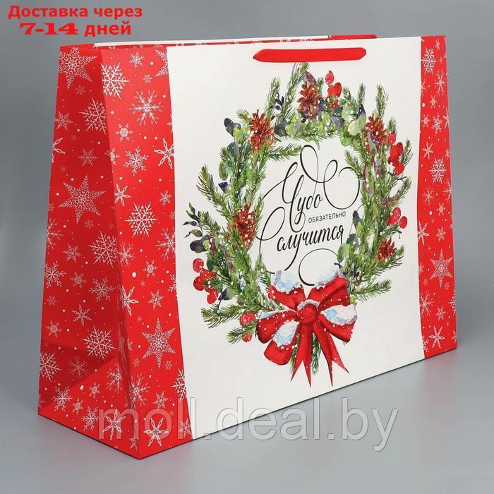 Пакет ламинированный горизонтальный "Новогодний венок", XXL 61 × 46 × 20 см - фото 2 - id-p227101878