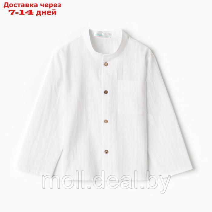 Рубашка для мальчика KAFTAN Linen, р.30 (98-104 см) белый - фото 5 - id-p227090359