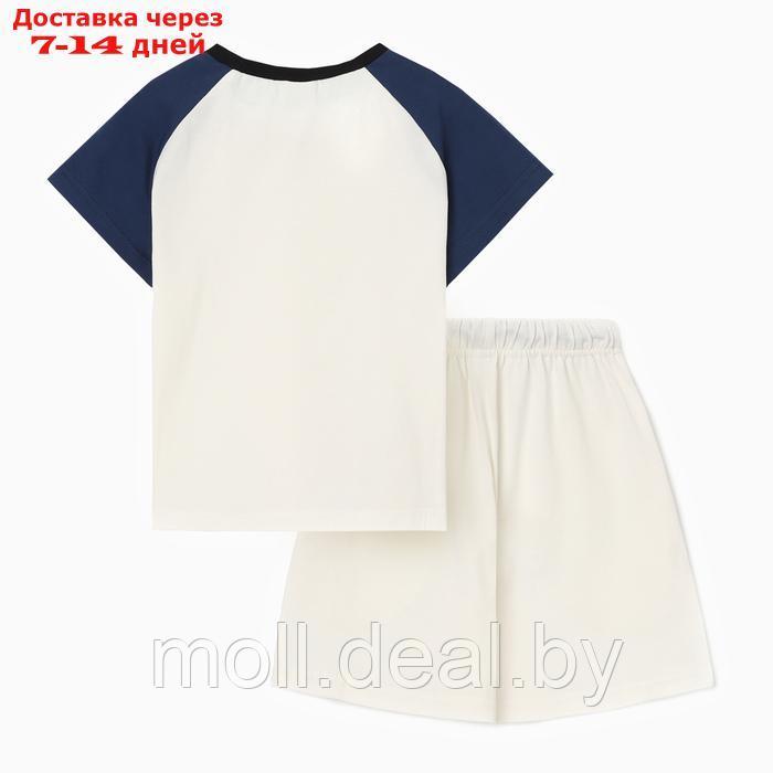 Комплект для мальчика (футболка и шорты) MINAKU, цвет экрю/синий, рост 128 см - фото 5 - id-p227090383